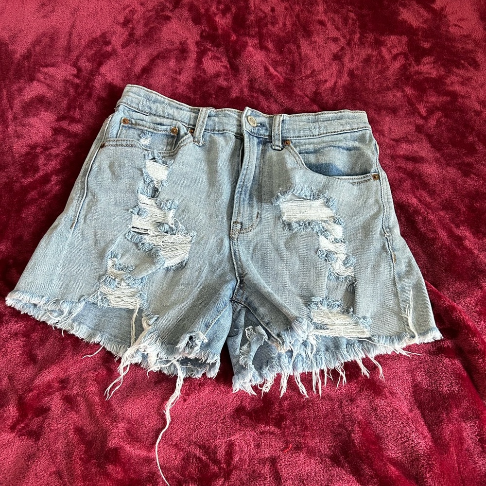Vanilla Star Blue Jean Shorts Distressed High-Waisted